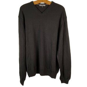 Marco Fiori Sweater Size XL Merino Wool V Neck Pullover Black Long Sleeve Warm